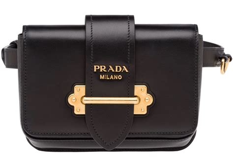 Prada Cahier Belt Bag Black in Calfskin with Bronze